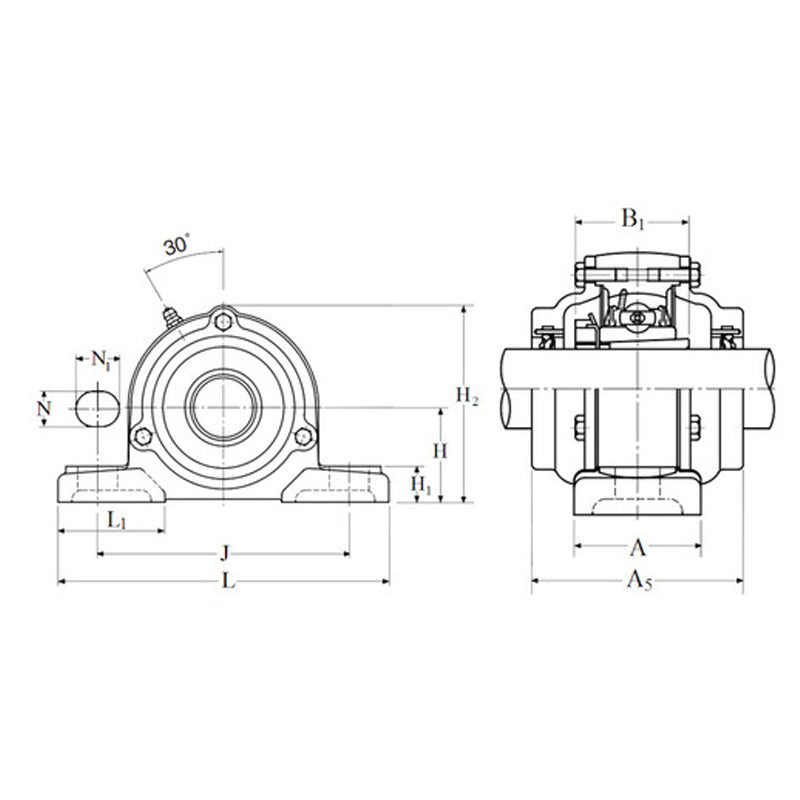 NTN C-UKP213D1/H2313X Metric Cast Iron Two Bolt Pillow / Plummer Block Housing with Cast Iron Cover - Open Version - Insert and Adaptor Sleeve Fits 60mm Shaft - Allow 2-3 Days