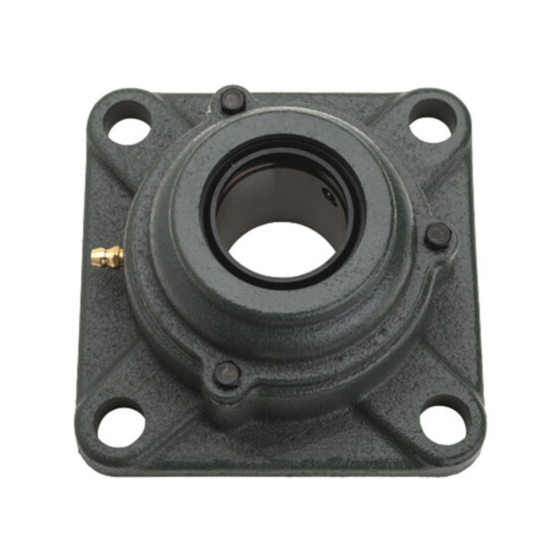 NTN M-C-UCF209-110D1 Imperial Four Bolt Square Cast Iron Flange Housing with 1-5/8 inch Bore Insert with Cast Iron Cover - Open Version - Allow 2-3 Days