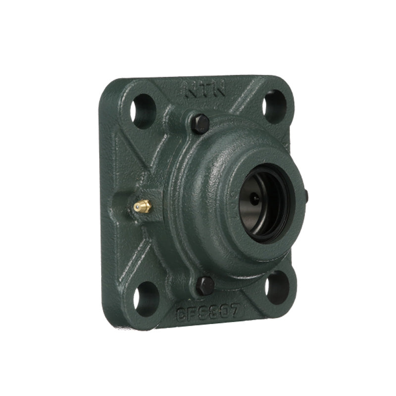 NTN C-UKF206ED1/HE2306X Imperial Four Bolt Square Cast Iron Housing with Cast Iron Cover - Open Version - Insert and Adaptor Sleeve Fits 1 inch Shaft - Allow 2-3 Days