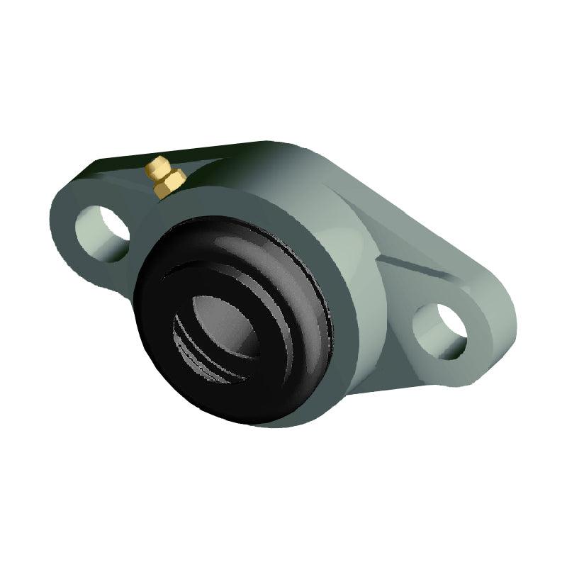 NTN S-UCFLX10-200D1 Imperial Two Bolt Oval Cast Iron Flange Housing with 2 inch Bore Insert with Steel Plate Cover - Open Version - Allow 2-3 Days