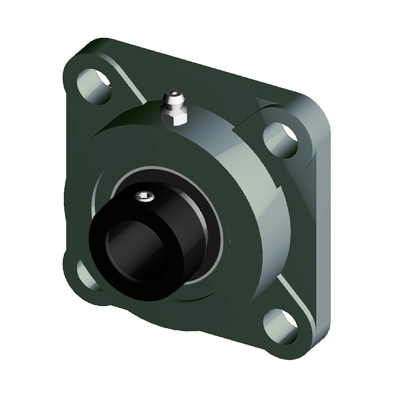 NTN M-UELF215D1 Metric Four Bolt Square Cast Iron Flange Housing with 75mm Bore Eccentric Collar Insert - Allow 2-3 Days