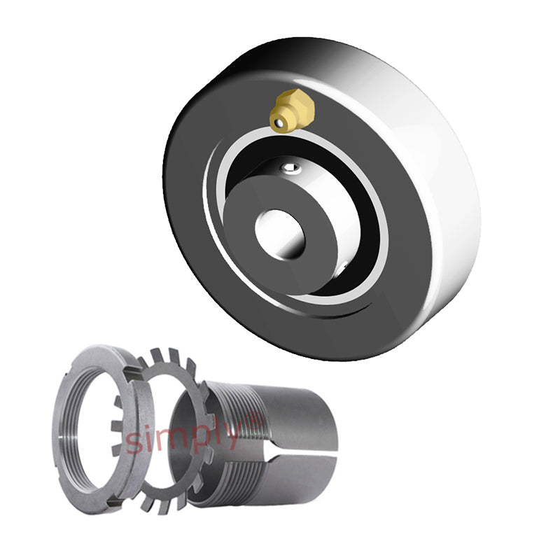 NTN UKC205D1/HE2305 Imperial Cast Iron Cartridge Unit with Adaptor Sleeve Mounted and 3/4 inch Bore Insert 3.1496 inch Outside Dia - Allow 2-3 Days