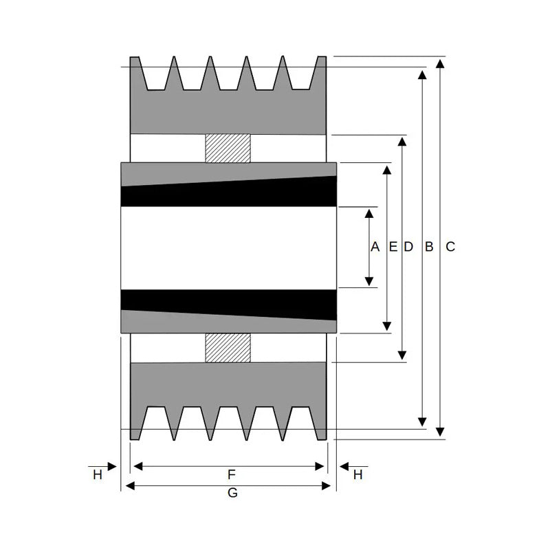 PowerDrive 1250X5SPB 1250mm Pitch Diameter SPB Section Tapered Locking Bush Type Pulley with 5 Grooves (Bush not Incl.) - Allow 2-3 Days