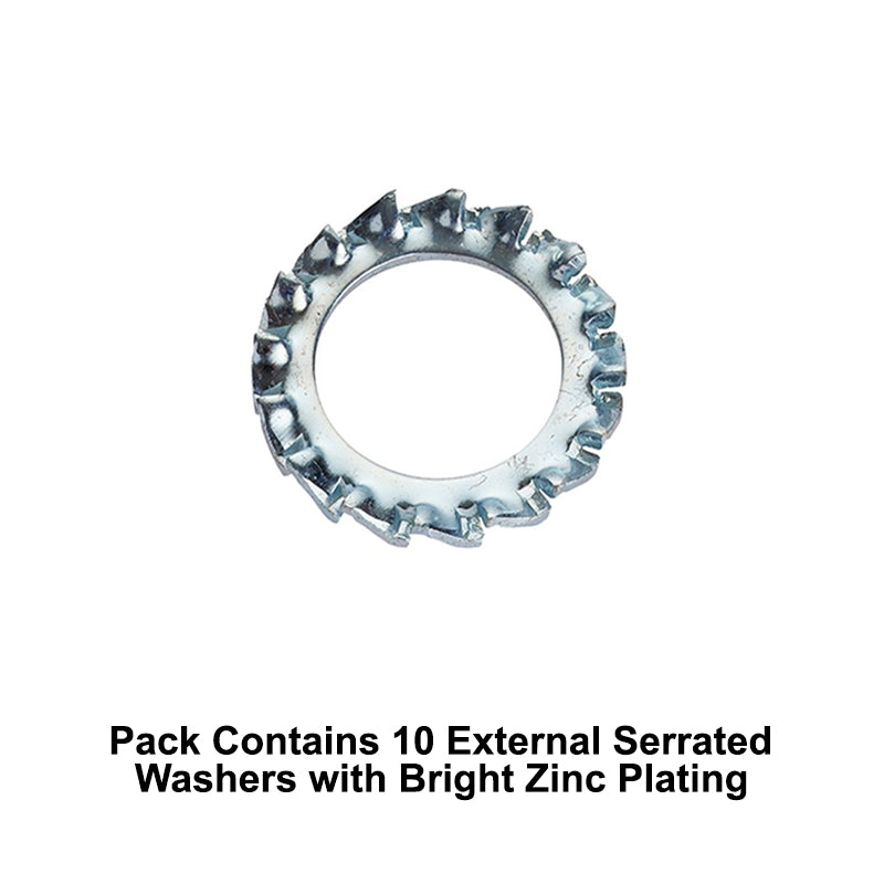 Unifix M10x18x0.9mm External Serrated Washer DIN 6798A with Bright Zinc Plated Finish