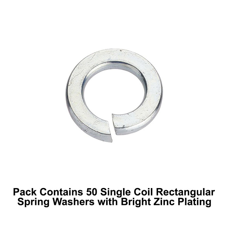 Unifix M12x21x2.5mm Single Coil Rectangular Spring Washer DIN 127B with Bright Zinc Plated Finish