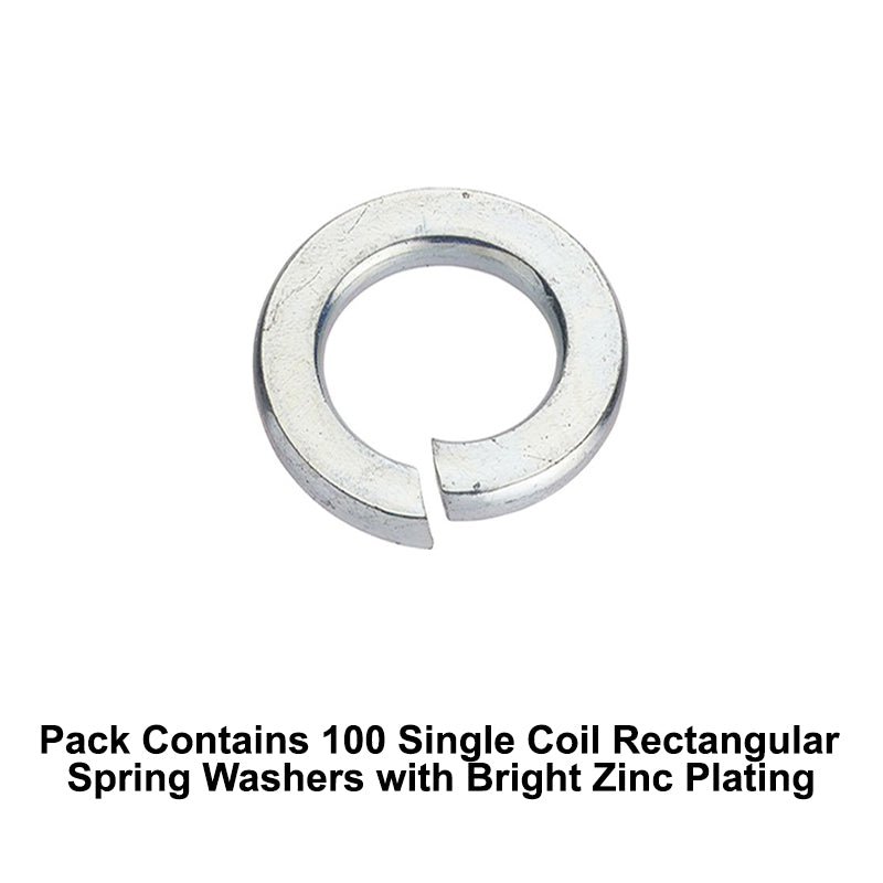Unifix M10x18x2.2mm Single Coil Rectangular Spring Washer DIN 127B with Bright Zinc Plated Finish