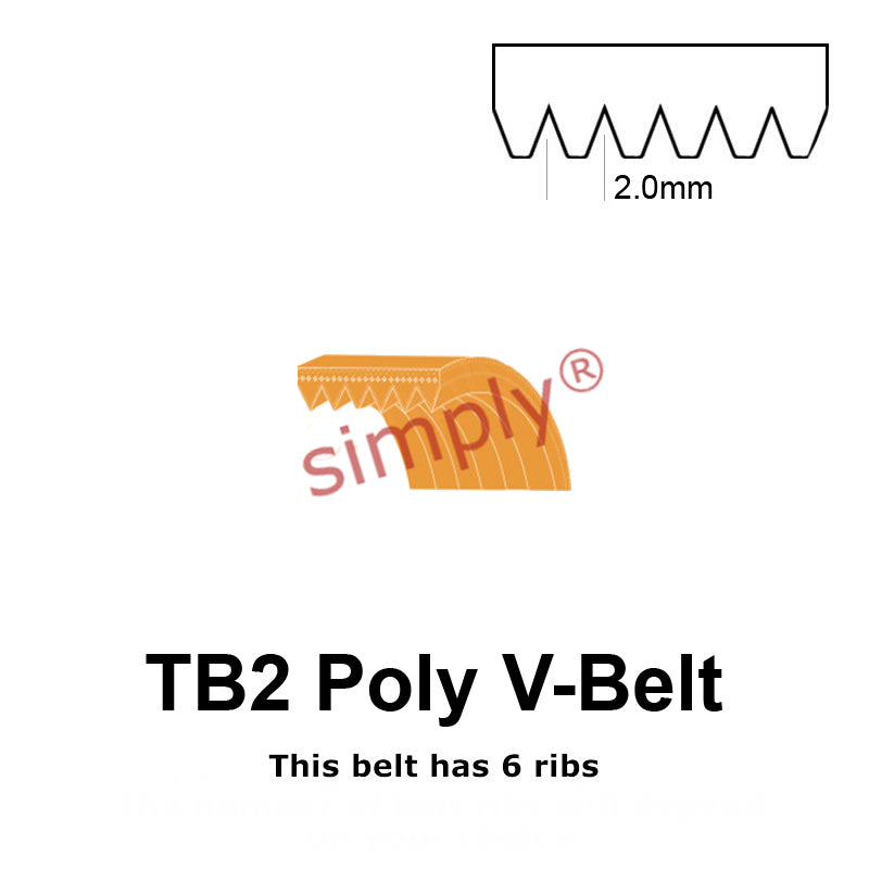 TB2-510 Megadyne Megarib Polyurethane Poly V-Belt 510mm/20.1 inch Length - 6 Ribs - Allow 2-3 Days