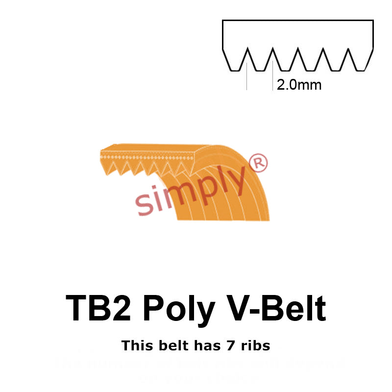 TB2-630 Megadyne Megarib Polyurethane Poly V-Belt 630mm/24.8 inch Length - 7 Ribs