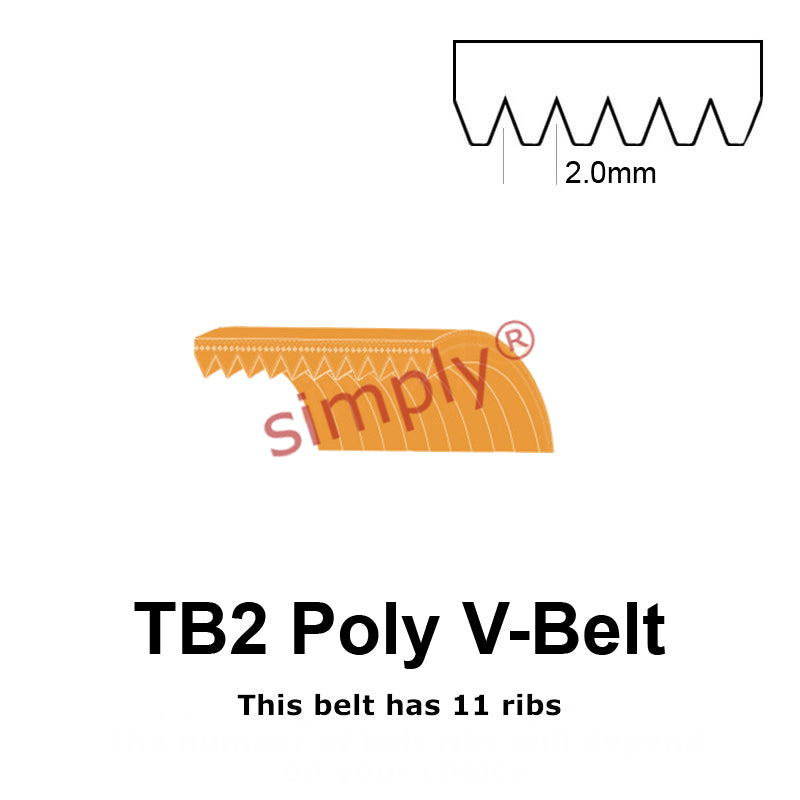 TB2-660 Megadyne Megarib Polyurethane Poly V-Belt 660mm/26 inch Length - 11 Ribs - Allow 2-3 Days