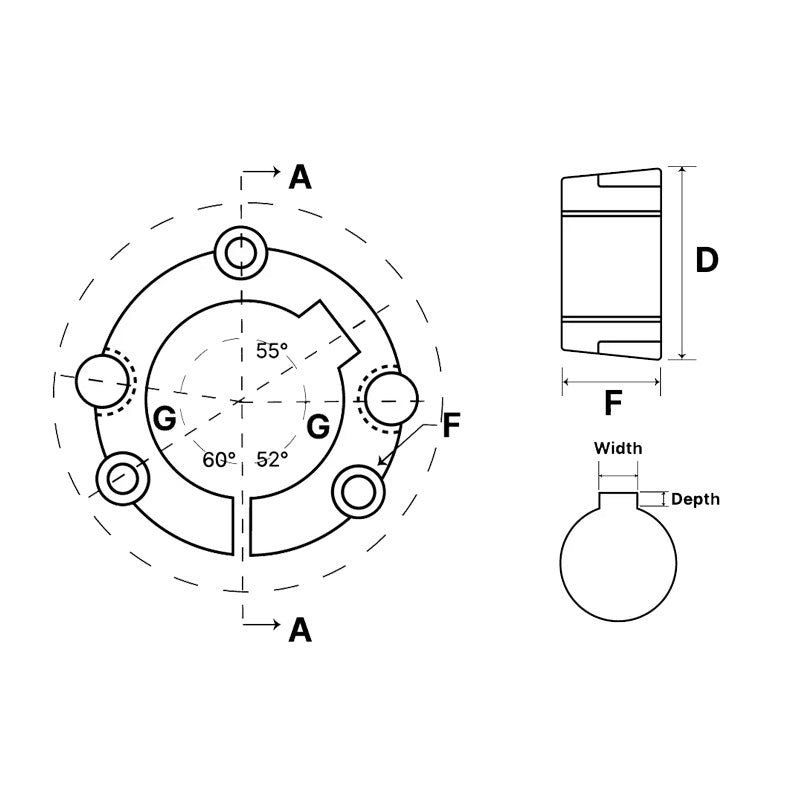 5040-95 Tapered Locking Bush with 95mm Bore