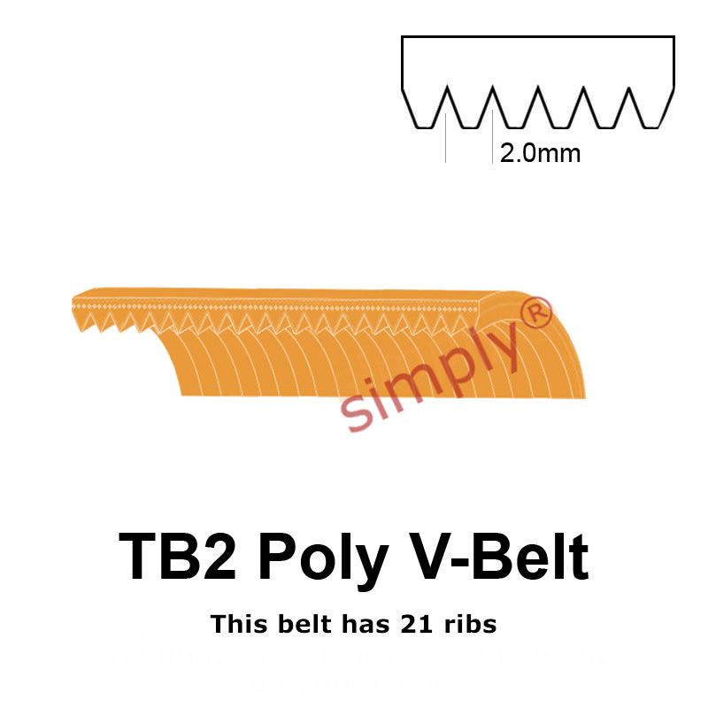 TB2-630 Megadyne Megarib Polyurethane Poly V-Belt 630mm/24.8 inch Length - 21 Ribs - Allow 2-3 Days