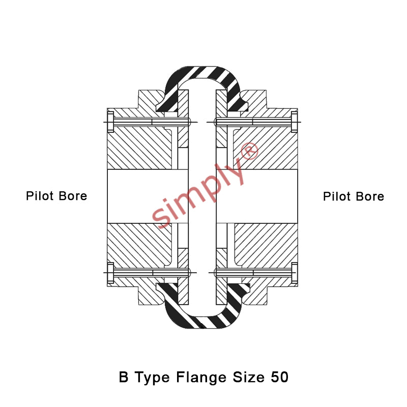 Major Branded F50B/F50B Pilot Bored Tyre Drive Coupling Assembly with Natural Rubber Tyre