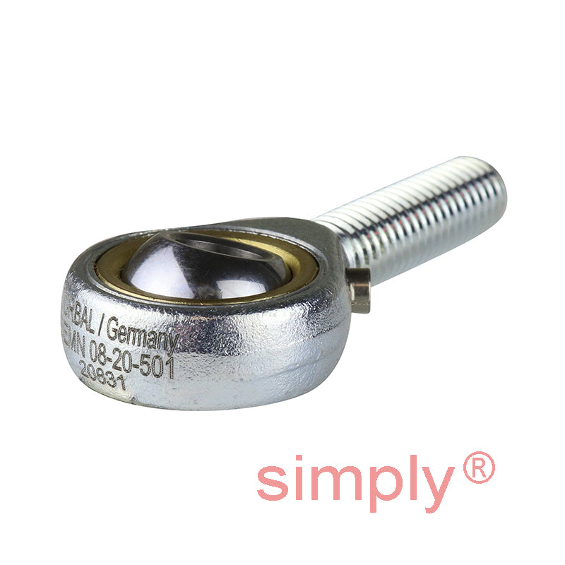 Durbal BEMN08-20-501 Maintenance Required Right Hand Metric Steel Male Rod End M8 Thread