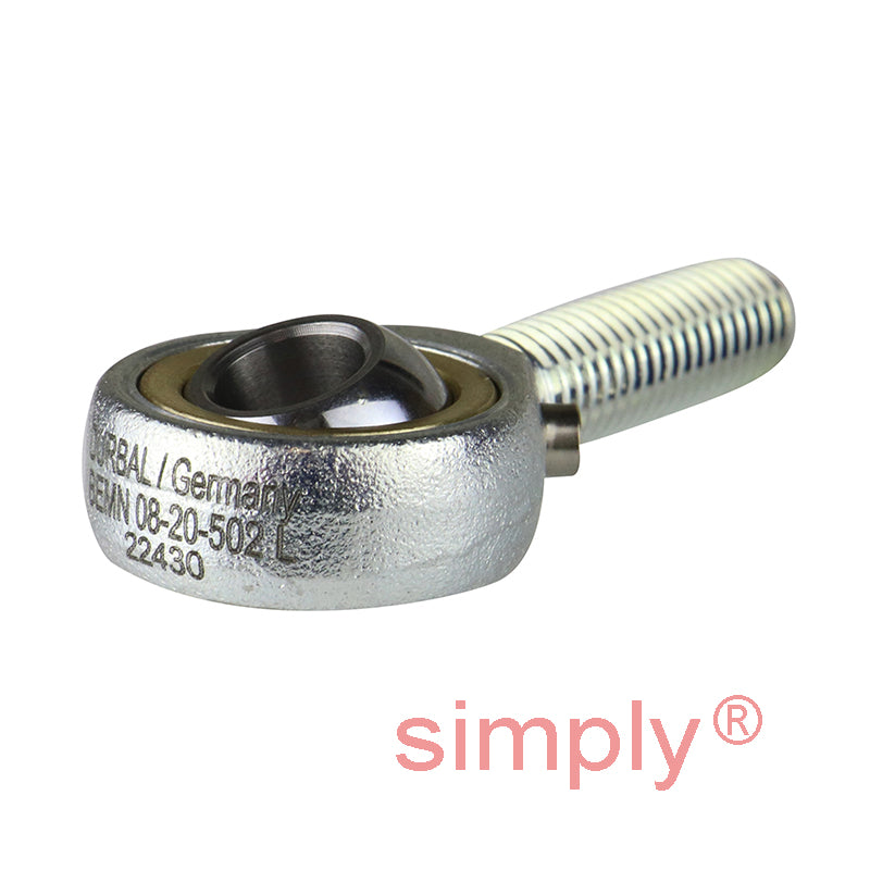 Durbal BEMN08-20-502 Maintenance Required Left Hand Metric Steel Male Rod End M8 Thread