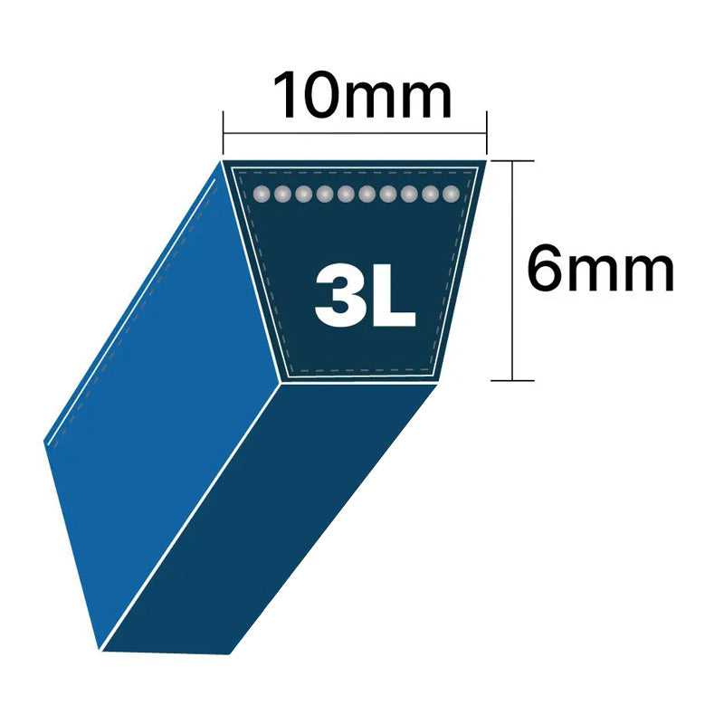 DRY-3L295K 3L Section 10x6mm Blue Cotton Dry Cover Kevlar Re-inforced Mower Wrapped V-Belt