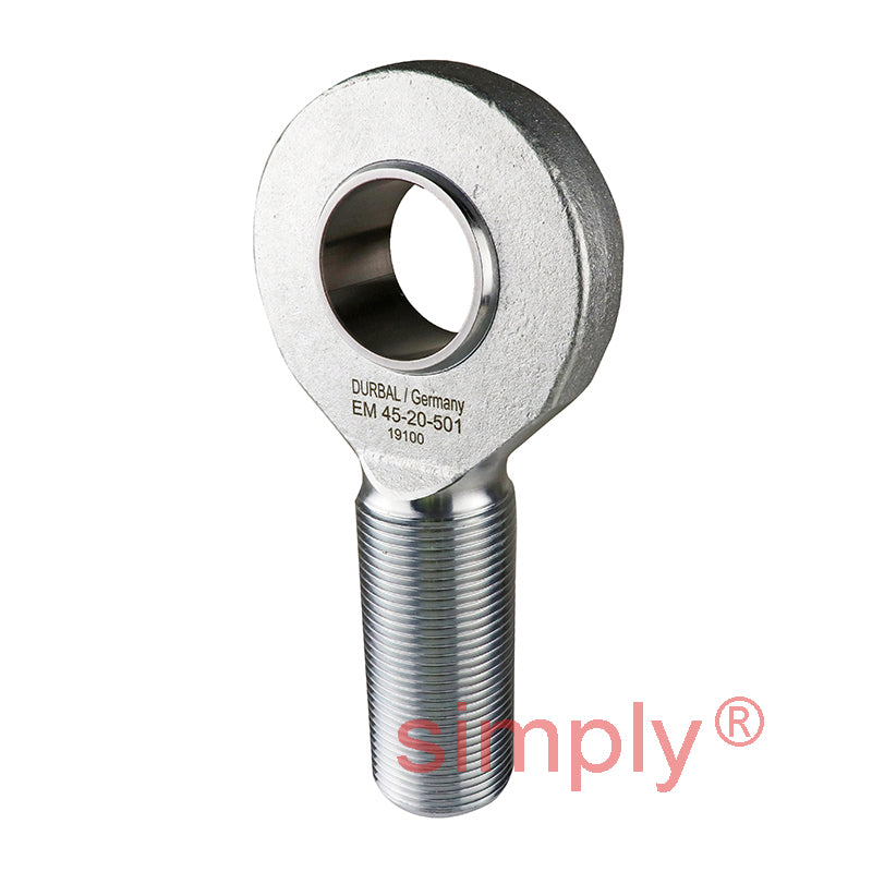Durbal EM45-20-501 Maintenance Free Right Hand Metric Steel / PTFE Lined Male Rod End M45x3 Thread
