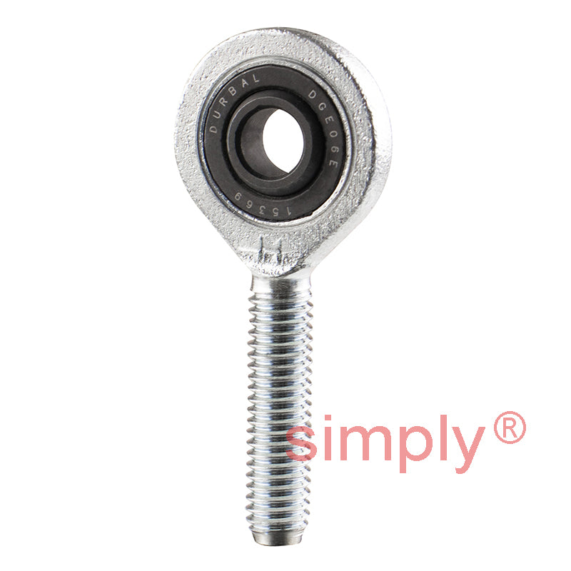 Durbal EMN12-20-502 Maintenance Required Left Hand Metric Steel Male Rod End M12 Thread