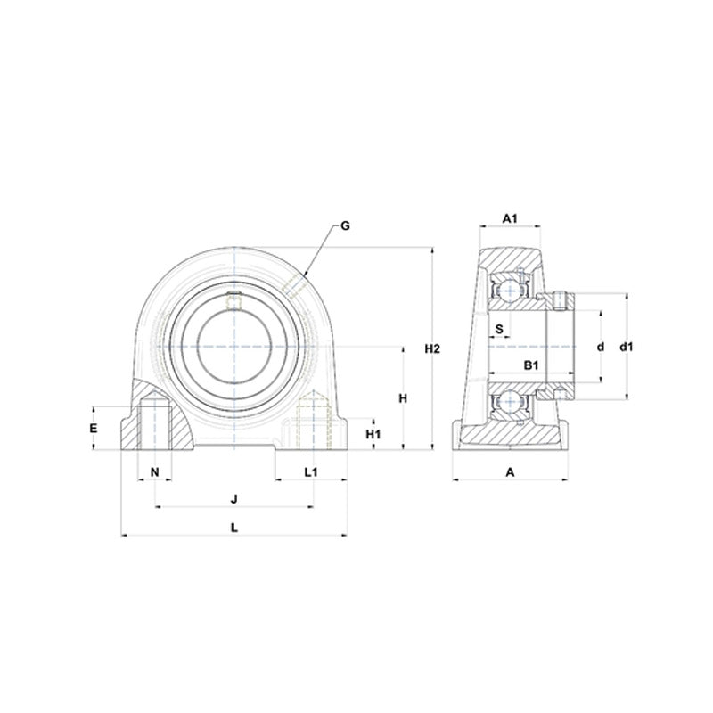 SNR ESPA208 Threaded Base Small Footprint Metric Pillow / Plummer Block Housing with Eccentric Collar Insert 40mm Bore - Allow 2-3 Days
