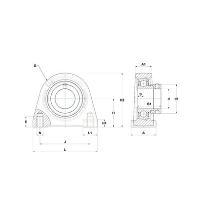 SNR ESPAE210 Threaded Base Small Footprint Metric Pillow / Plummer Block Housing with Eccentric Collar Insert 50mm Bore - Allow 2-3 Days