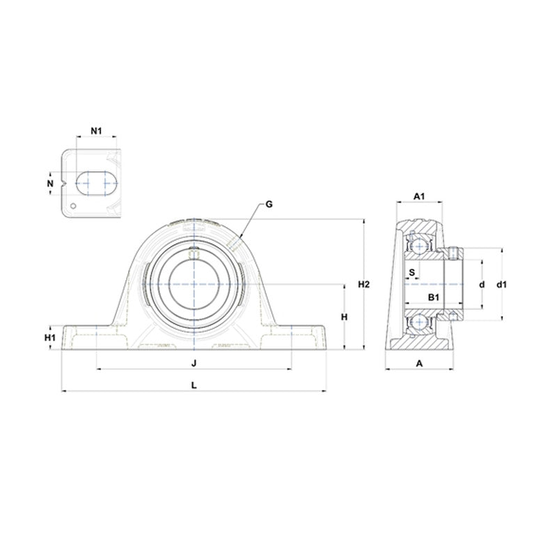 SNR ESPLE210 Metric Cast Iron Two Bolt Pillow / Plummer Block Housing with 50mm Eccentric Collar Insert - Allow 2-3 Days