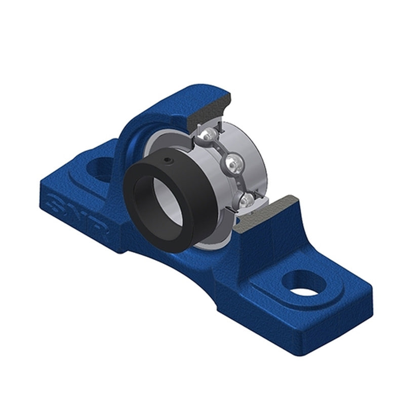SNR EXP211 Metric Cast Iron Two Bolt Pillow / Plummer Block Housing with 55mm Eccentric Collar Insert - Allow 2-3 Days