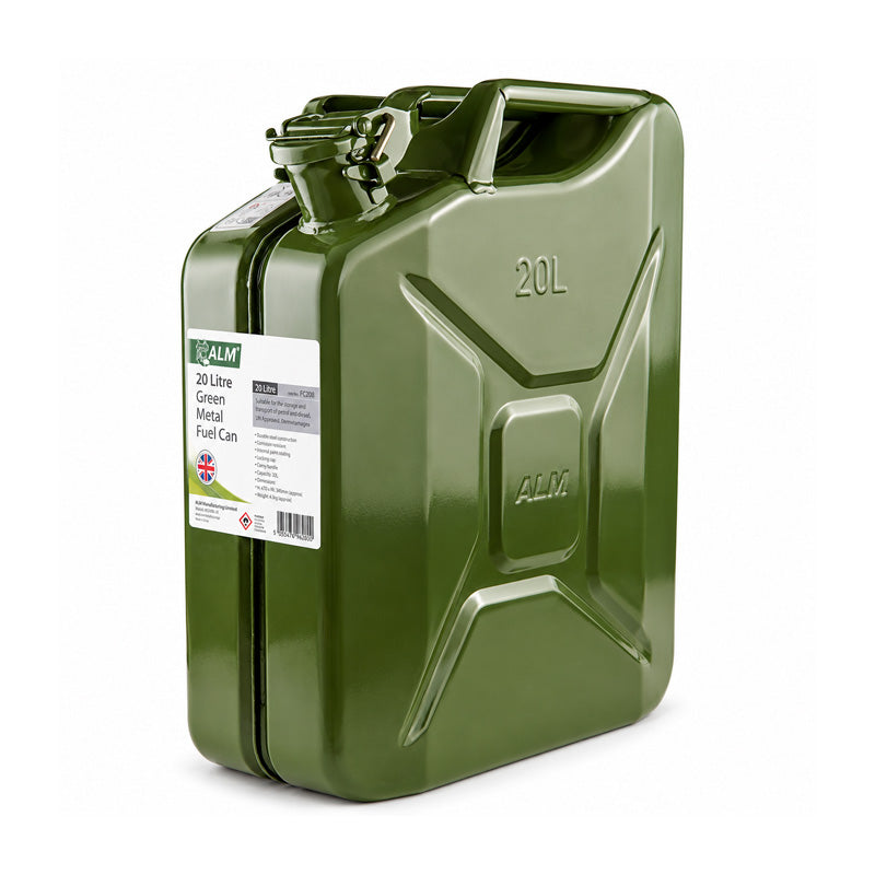 FCG20 Rugged Heavy Duty Metal Fuel Can 20L Green for Petrol Diesel Oil Kerosene Paraffin Gasoline etc