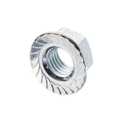 Unifix M8x13 - Class 6 Steel Serrated Flange Nut DIN 6923 with 1.25mm Pitch and Bright Zinc Plated Finish