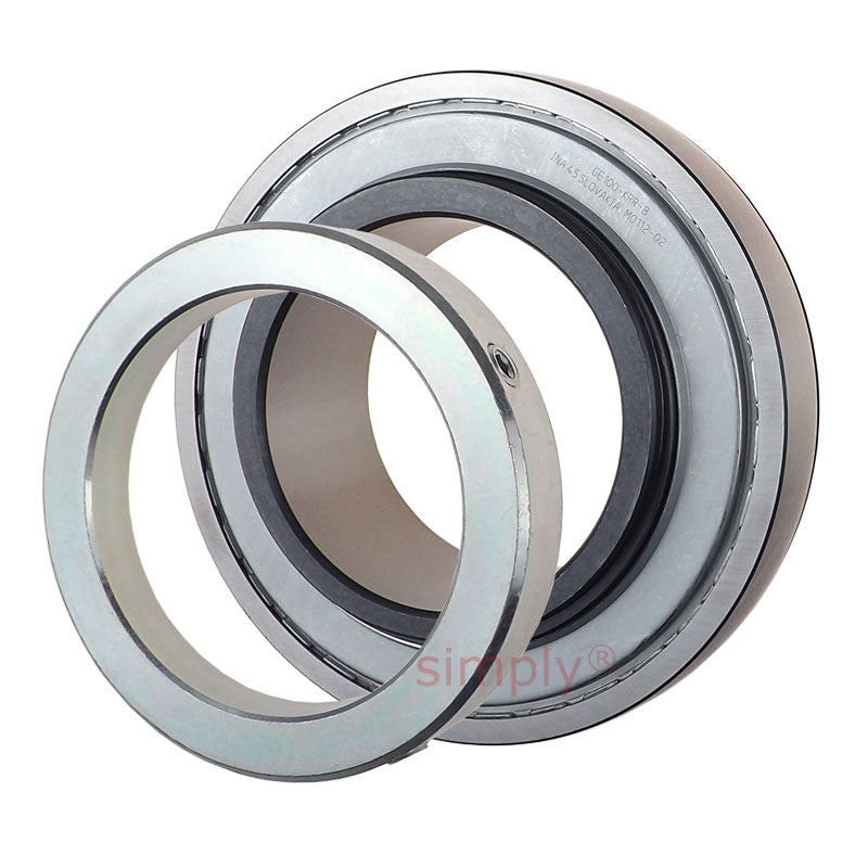 INA GE100XLKRRB Metric Spherical Outer Bearing Insert with R Seals and Eccentric Collar 100x180x75mm