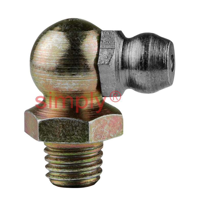 1/4x18 PTF Hardened Mild Steel Zinc Plated 90 deg Hydraulic Grease Nipples - Pack of 500