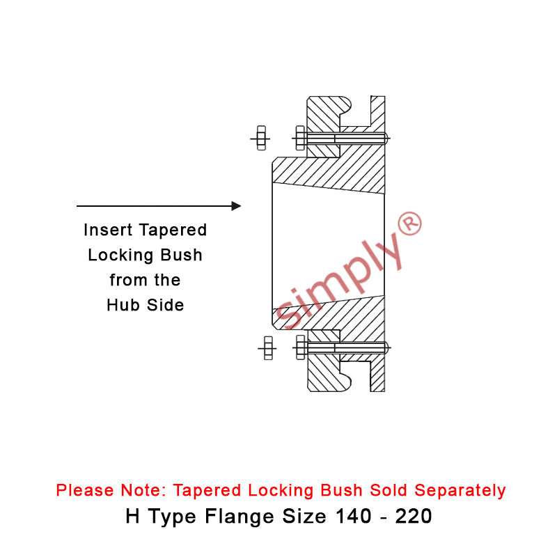 Major Branded F160H-MB Drive Coupling Outer Tapered Locking Bush Type Max Bush Bore 115mm / 4-1/2 inch
