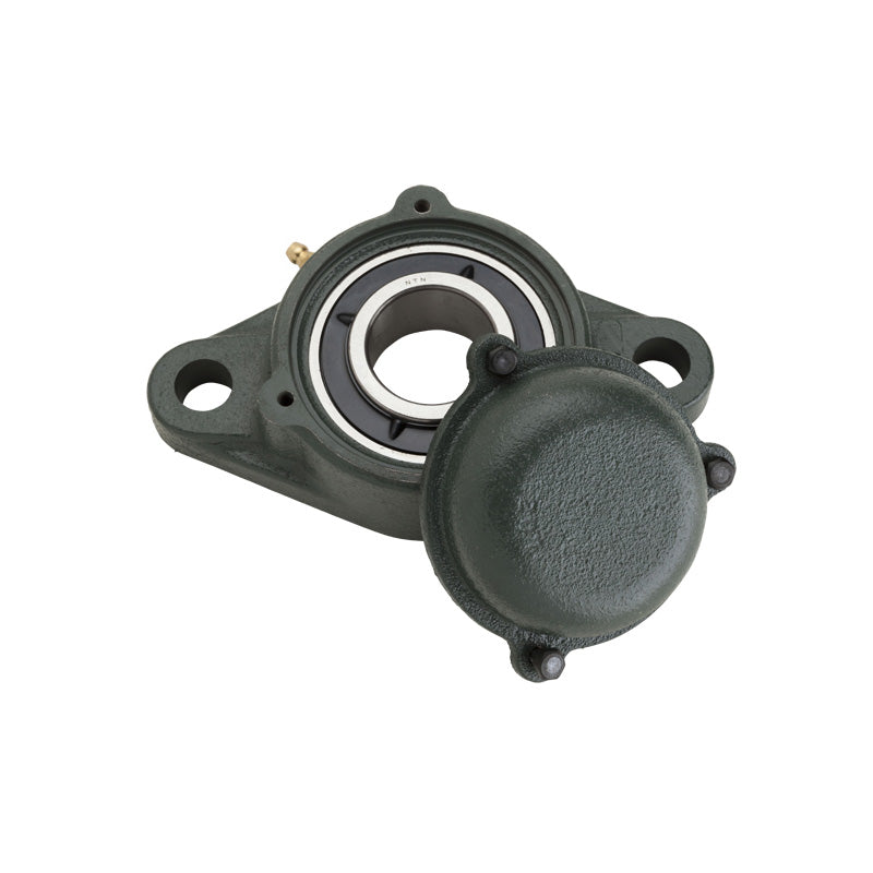 NTN CM-UKFL209D1/HE2309X Imperial Two Bolt Cast Iron Oval Housing with Cast Iron Cover - Closed Version - Insert and Adaptor Sleeve Fits 1-1/2 inch Shaft - Allow 2-3 Days