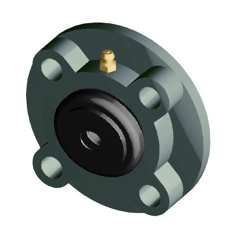 NTN S-UCFC208-108D1 Imperial Four Bolt Cast Iron Round Flanged Housing with 1-1/2 inch Insert with Steel Plate Cover - Open Version - Allow 2-3 Days