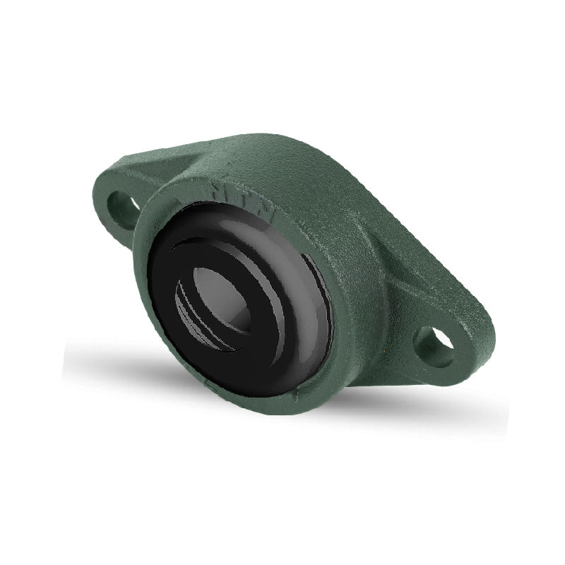 NTN M-S-UCFL206-103D1 Imperial Two Bolt Oval Cast Iron Flange Housing with 1-3/16 inch Bore Insert with Steel Plate Cover - Open Version - Allow 2-3 Days
