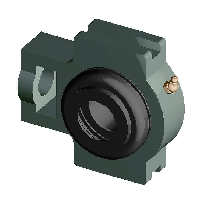 NTN S-UCTX11-203D1 Imperial Cast Iron Take Up Unit with 2-3/16 inch Bore Bearing Unit with Steel Plate Cover - Open Version - Allow 2-3 Days