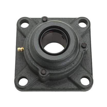 NTN S-UKF209ED1/HE2309X Imperial Four Bolt Square Cast Iron Housing with Steel Plate Cover - Open Version - Insert and Adaptor Sleeve Fits 1-1/2 inch Shaft - Allow 2-3 Days