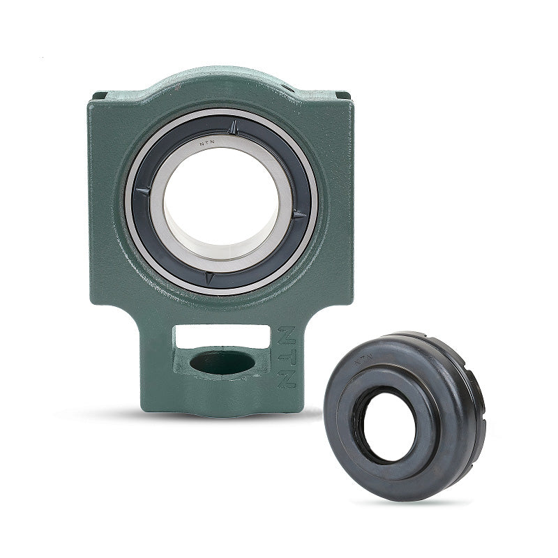 NTN S-UKT212D1/H2312X Metric Cast Iron Take Up Unit with Steel Plate Cover - Open Version - Insert and Adaptor Sleeve Fits 55mm Shaft - Allow 2-3 Days