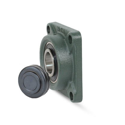 NTN SM-UKF211ED1/HE2311XY Imperial Four Bolt Square Cast Iron Housing with Steel Plate Cover - Closed Version - Insert and Adaptor Sleeve Fits 2 inch Shaft - Allow 2-3 Days