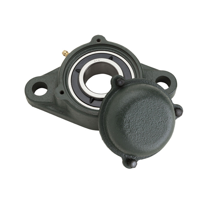 NTN SM-UKFL206D1/HE2306X Imperial Two Bolt Cast Iron Oval Housing with Steel Plate Cover - Closed Version - Insert and Adaptor Sleeve Fits 1 inch Shaft - Allow 2-3 Days