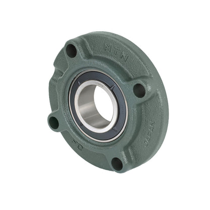 NTN UKFC207D1/HS2307 Imperial Four Bolt Cast Iron Round Flanged Housing Insert and Adaptor Sleeve Fits 1-1/8 inch Shaft - Allow 2-3 Days
