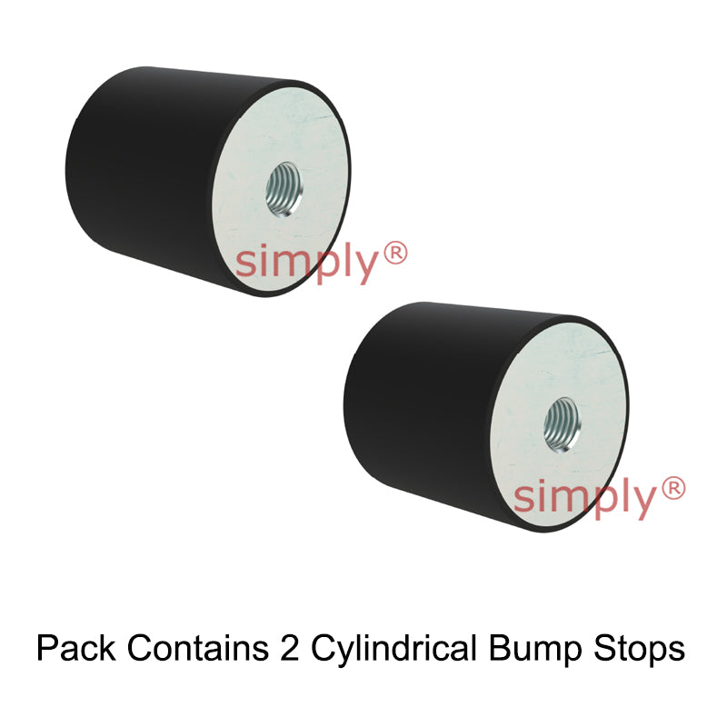 Pack of 2 High-Performance Female Rubber Cylindrical Bump Stop 15x30mm M4 Threads