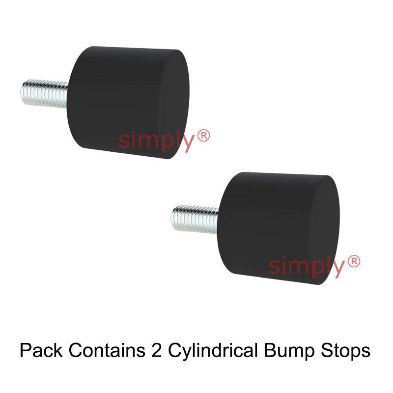 Pack of 2 High-Performance Male Rubber Cylindrical Bump Stop 20x10mm M6 Threads