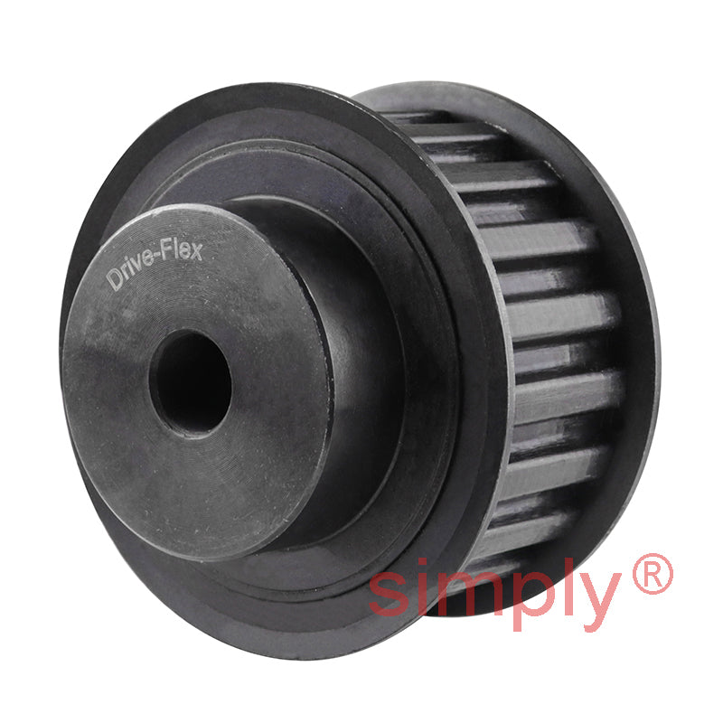 P30-L-100F - 3/8 inch Pitch 30 Tooth Flanged Pilot Bored Steel Timing Pulley for 1 inch Wide Belts