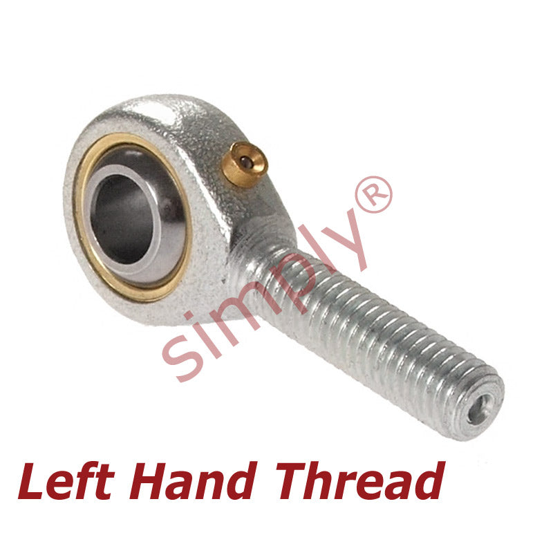 Budget POS6L Left Hand Steel / Bronze Lined Plain Male Rod End 6mm Bore M6x1 Thread