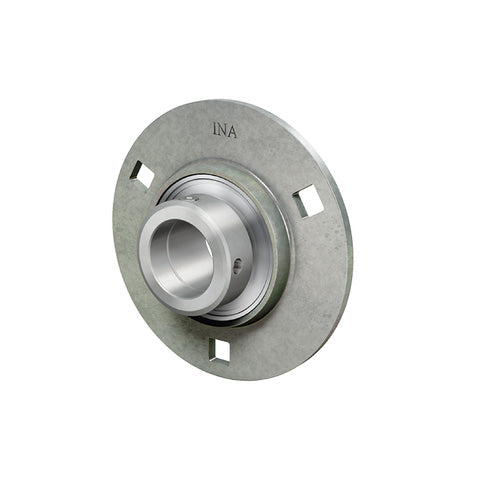INA RAY40XL Four Bolt Sheet Steel Round Housing with Grub Screw Insert 40mm Bore