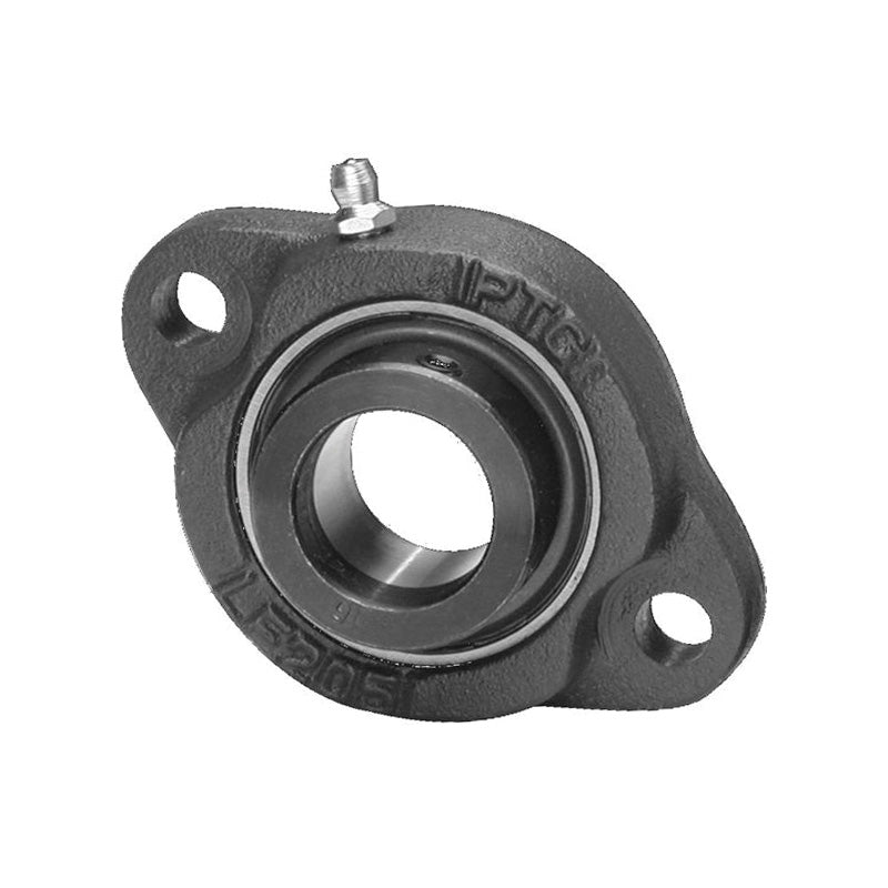 SBLF205 Metric Two Bolt Cast Iron Oval Housing with 25mm Bore Grub Screw Insert