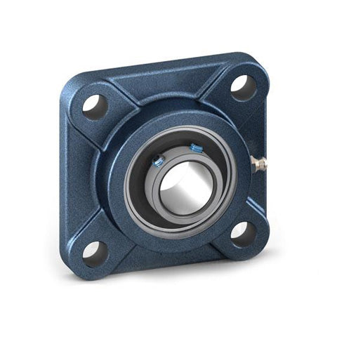 RHP SF40A Four Bolt Square Cast Iron Flange Housing and 40mm Bore Grub Screw Flat Back Insert