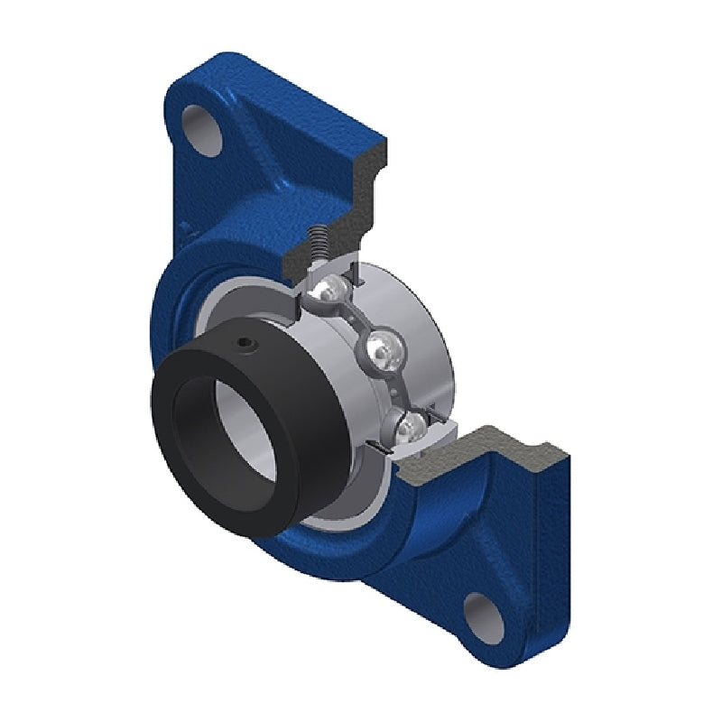 SNR EXF316 Metric Four Bolt Square Cast Iron Flange Housing with 80mm Bore Eccentric Collar Insert - Allow 2-3 Days