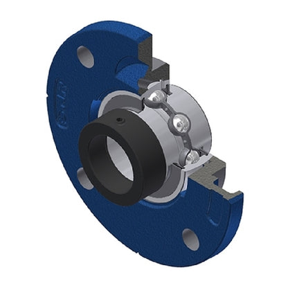 SNR EXFCE214 Metric Four Bolt Cast Iron Round Flanged Housing with 70mm Eccentric Collar Insert - Allow 2-3 Days