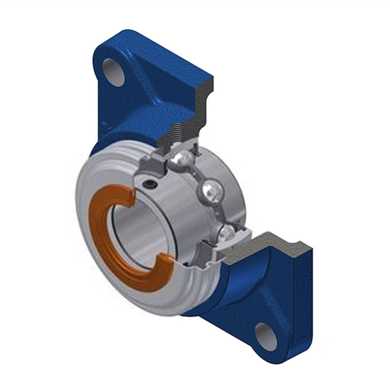 SNR UCF207CC Metric Four Bolt Square Cast Iron Flange Housing with 35mm Bore Insert with Narrow Steel Plate Cover - Closed Version - Allow 2-3 Days