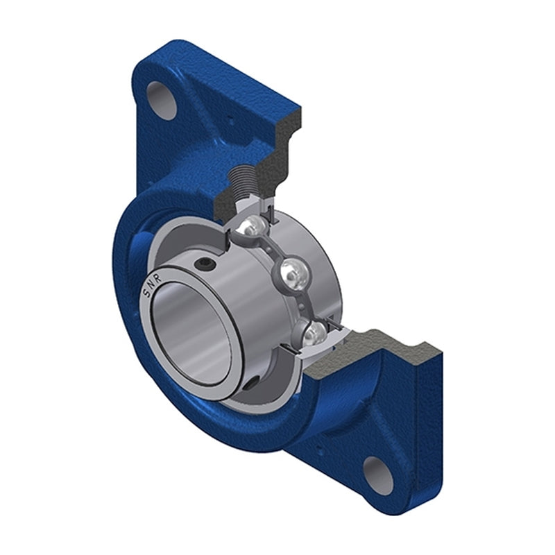 SNR UCFE211 Metric Four Bolt Square Cast Iron Flange Housing with 55mm Bore Insert - Allow 2-3 Days